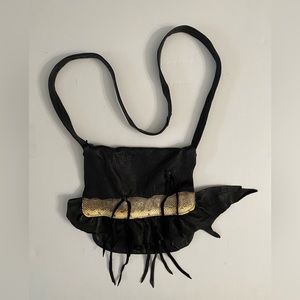 ERDA Vtg Handmade Deer- hide Shoulder crossbody Black purse Unique & stylish